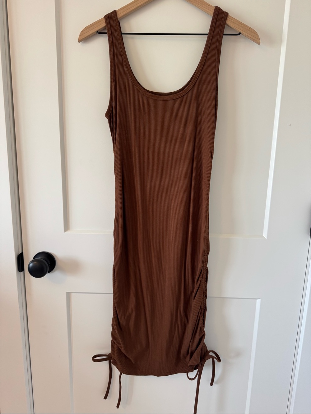 Brown Tank Bodycon Dress with Side Ties Size XL